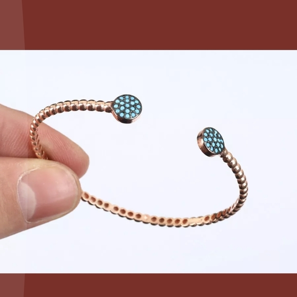 Rose gold & Turquoise wrap bracelet - Picture 4 of 4